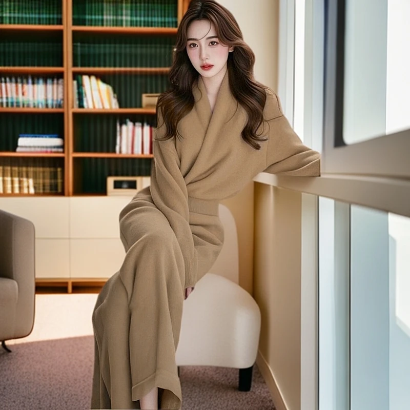 【AJO】时尚女装两件套装欧货时髦洋气减龄秋冬高级松弛感经编针织