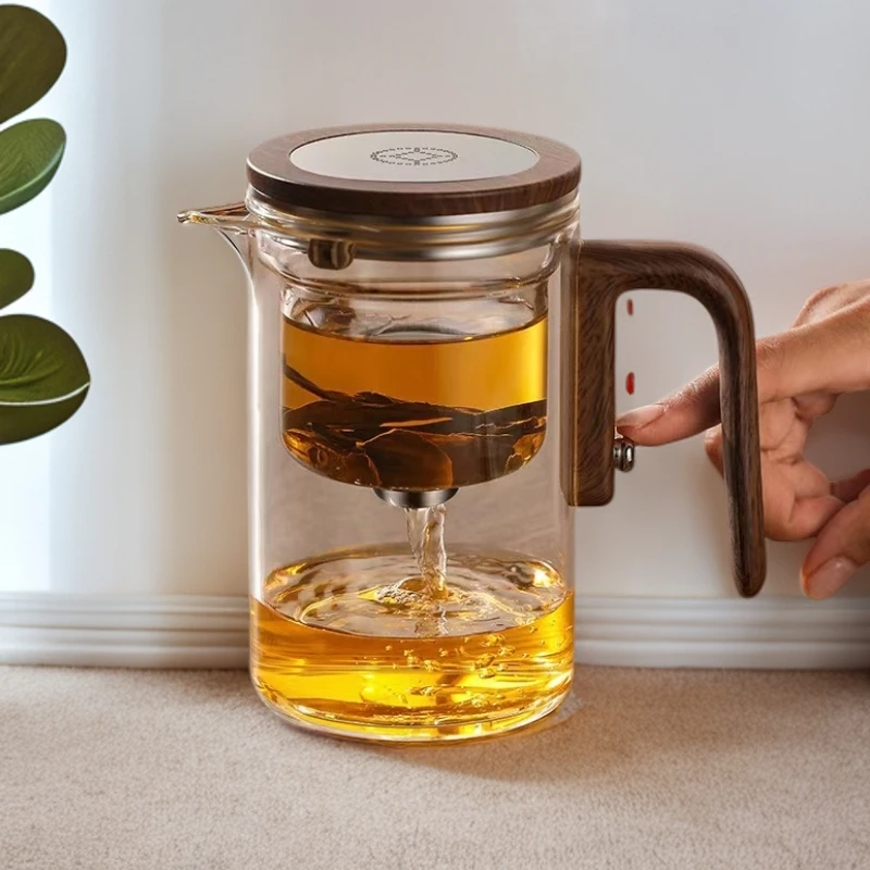茶方圆泡茶壶简约茶水分离飘逸杯神器功夫茶具玻璃磁吸无杆泡茶杯