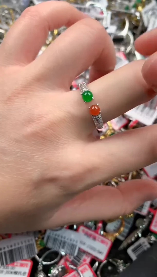 银S925镶嵌戒指翡翠888   1