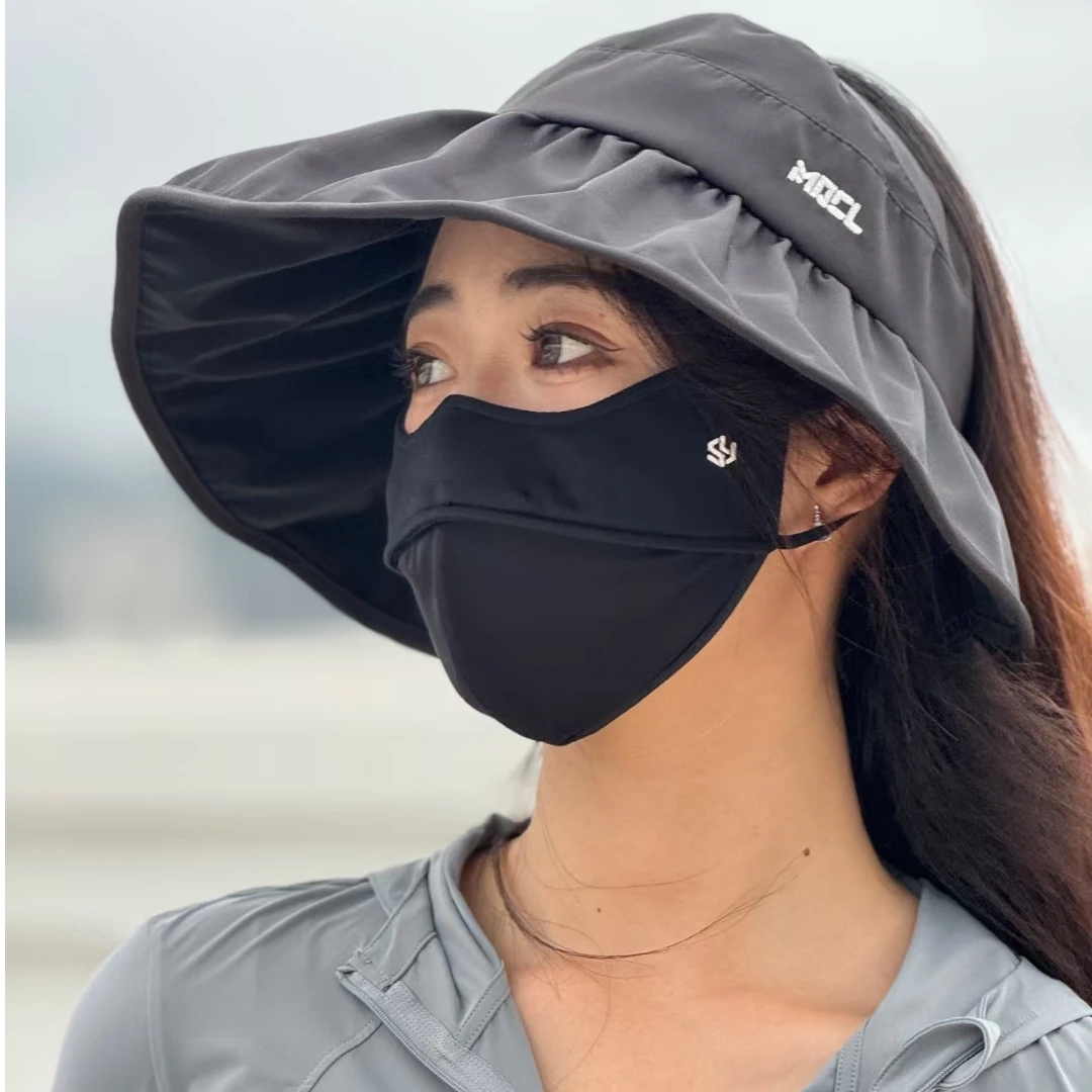 冰川时代女夏款大帽漏顶防晒帽可折叠户外防紫外线帽贝壳帽24001