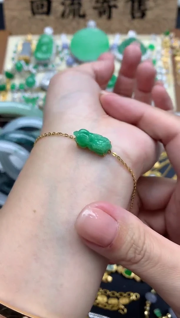 【闪购商品】翡翠手串18K金镶嵌175-中国好珍宝