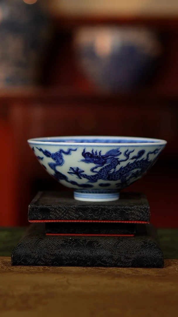 全手工手绘  龙凤呈祥斗笠杯