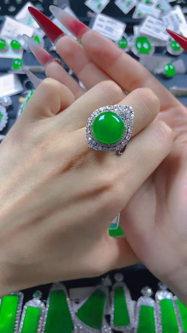 翡翠戒指银S925镶嵌11