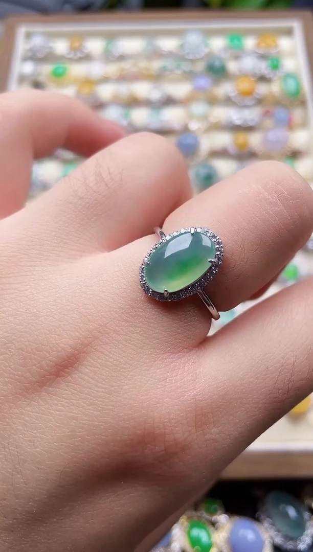 银S925镶嵌戒指翡翠24