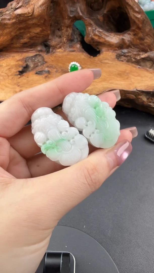 未镶嵌定制翡翠翡翠饰品-85 毛货 一对