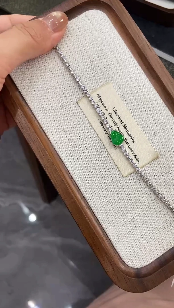 银S925镶嵌挂件翡翠手链