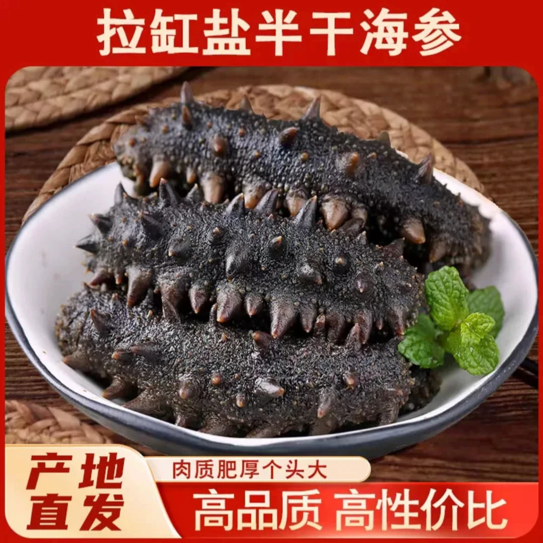 【新品】正宗大连拉缸盐 半干海参 30-40头 500g 一斤装