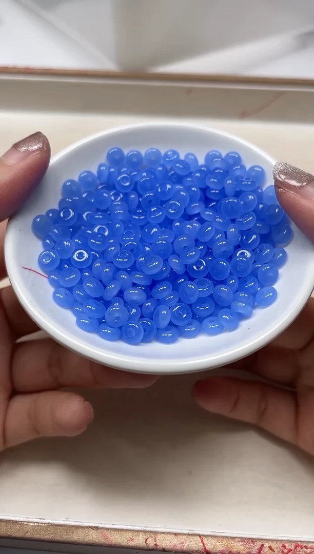 玛瑙/玉髓散珠未镶嵌M725蓝玛瑙算盘3*6m50个9.9元