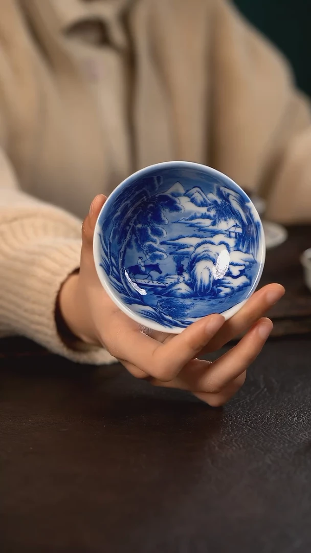 【闪购商品】杯仪贤堂重工雪景高脚普洱杯