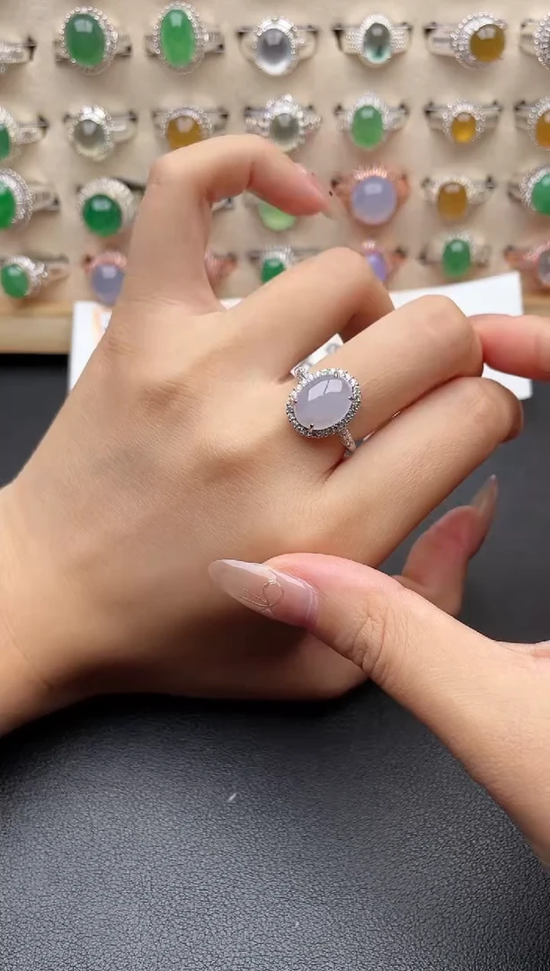 【闪购商品】翡翠戒指银S925镶嵌一物一证一礼盒