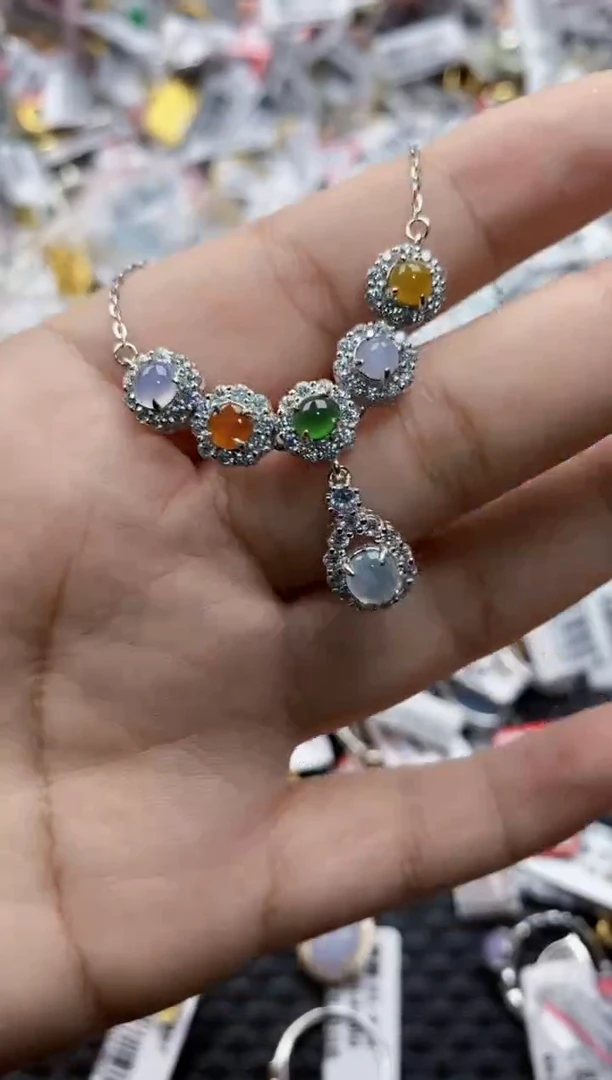 翡翠戒指银S925镶嵌5555---10