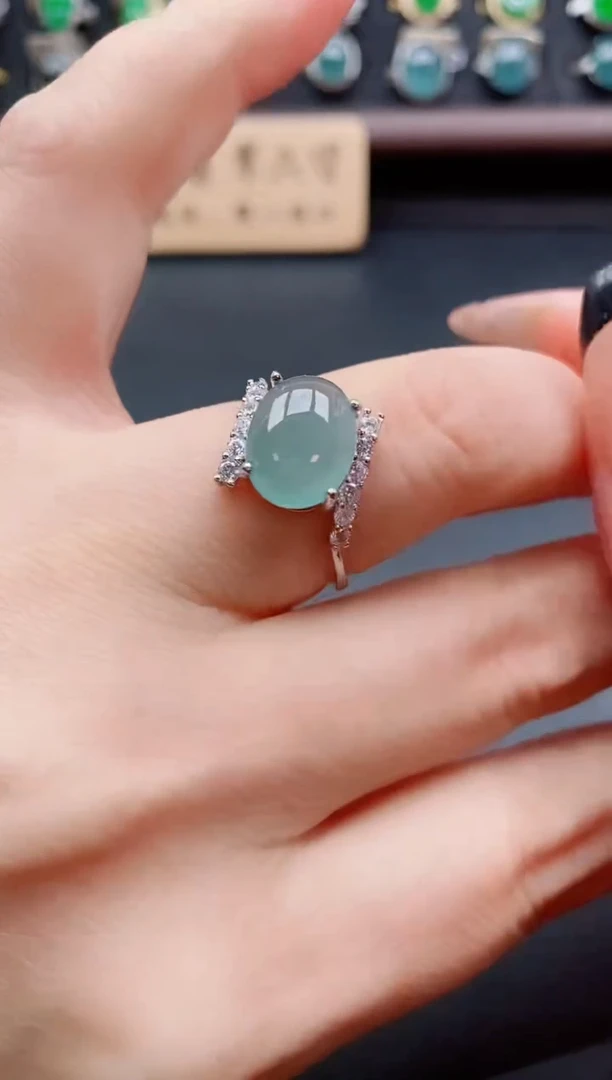 银S925镶嵌戒指翡翠1