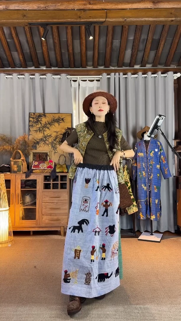 困*?设计师款水洗蓝色孩童半裙