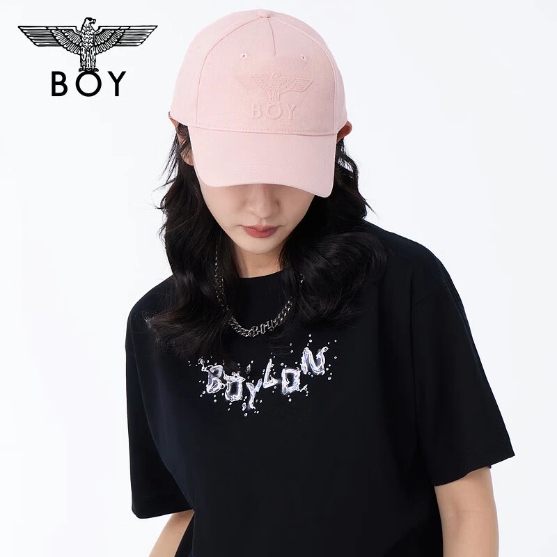 BOYLONDON24男女同款经典老鹰立体刺绣潮流百搭粉色棒球帽 N90006