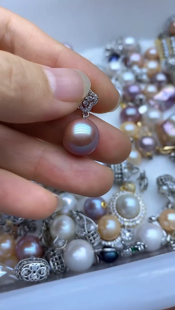 吊坠(不含链)银S925镶嵌淡水珍珠吊坠