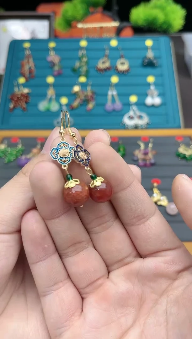 【闪购商品】玛瑙/玉髓耳钉银S925镶嵌223000