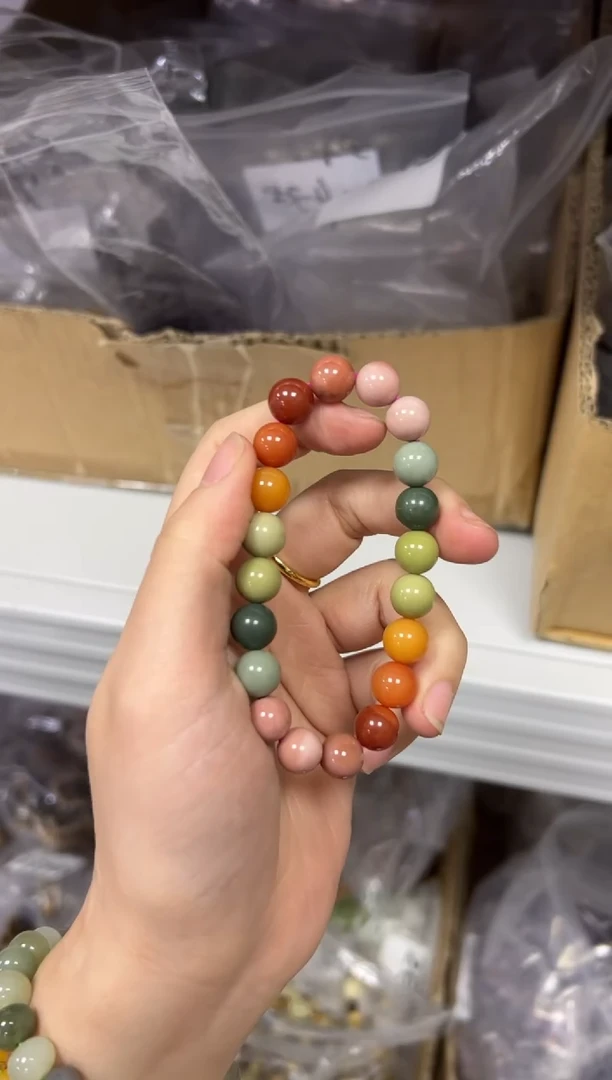 【闪购商品】玛瑙/玉髓手链未镶嵌阿拉善彩虹玛瑙手串[858]