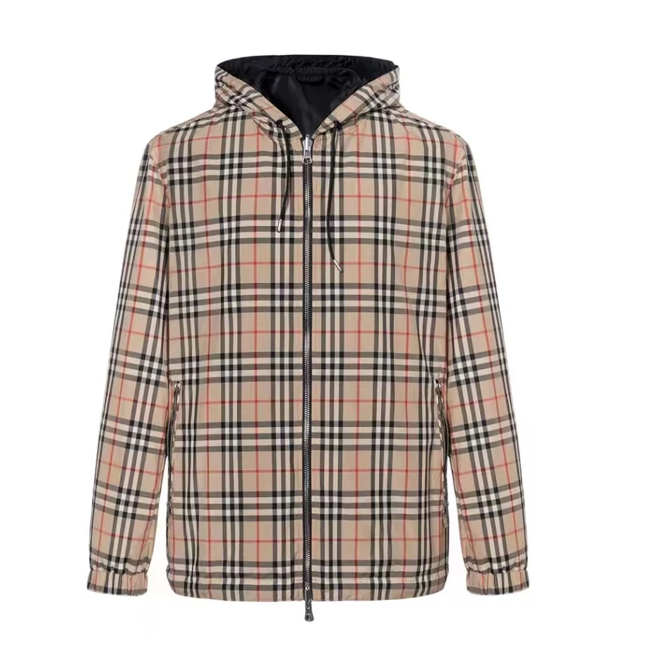 Burberry博柏利 SS25 格纹连帽长袖夹克外套 男款hj