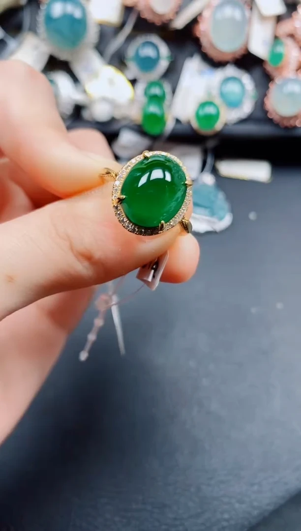 银S925镶嵌戒指翡翠翡翠