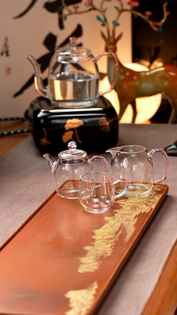 暗香疏影/秦权小泡壶/粉海棠+秦权匀杯/浅粉+水月杯2入/浅粉