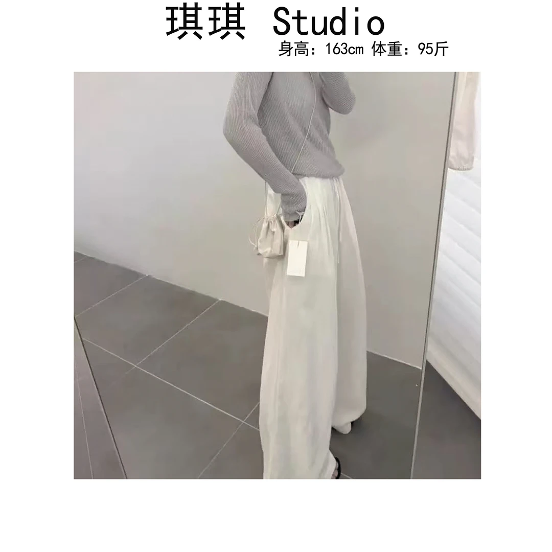 《琪琪家》夏季新款气质时尚纯色基础简约显瘦减龄甩甩裤207-1-H