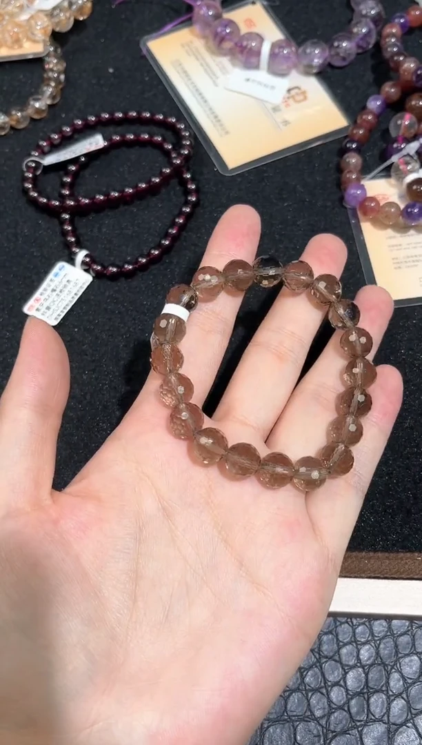 未镶嵌手链水晶44号魔镜宙斯切面茶黄单圈9mm