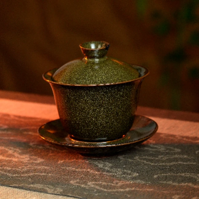原矿茶叶末满天星三才盖碗_170ml