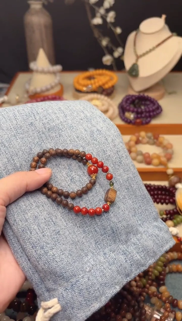 檀香木手串/手链双圈 红沉沉