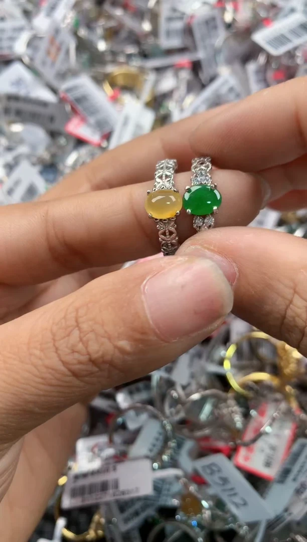 银S925镶嵌戒指翡翠14 4