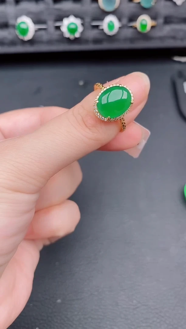 银S925镶嵌戒指翡翠天然a货翡翠199