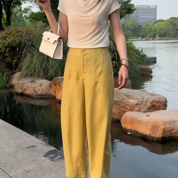 夏季2025新款大码遮胯直筒裤胖mm宽松显瘦遮胯小个子九分香蕉裤子