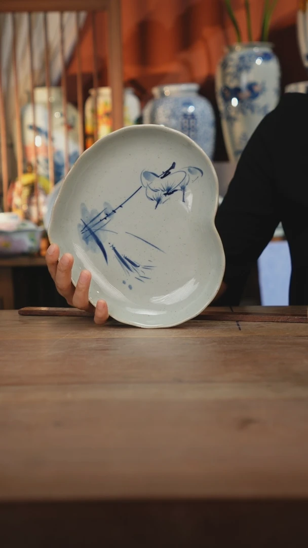 瓷片【简家甄选】景德镇设计师釉下手绘陶瓷餐具