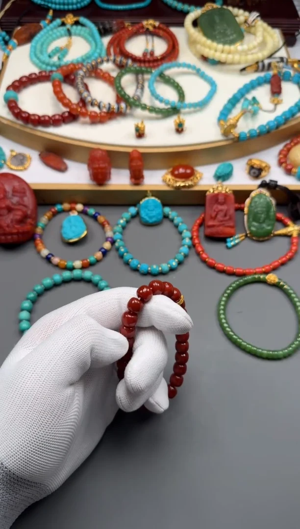 18K金镶嵌手串南红玛瑙久*~111