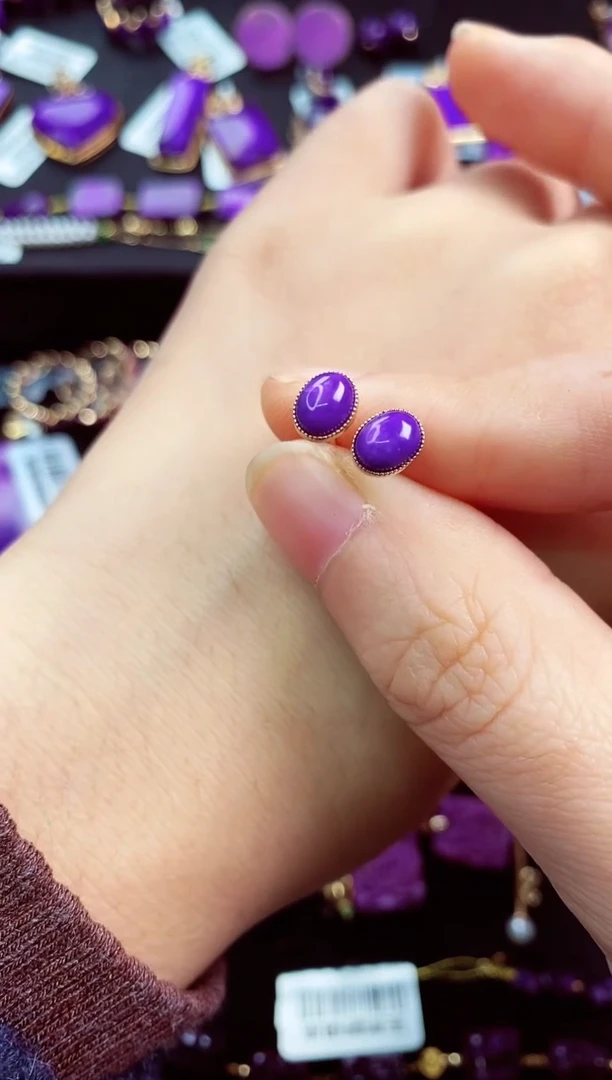 苏纪石（舒俱来）18K金镶嵌耳饰1