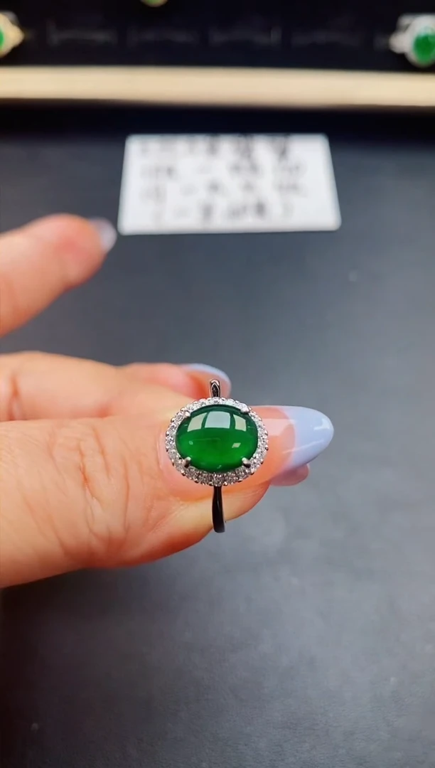 翡翠戒指银S925镶嵌32131