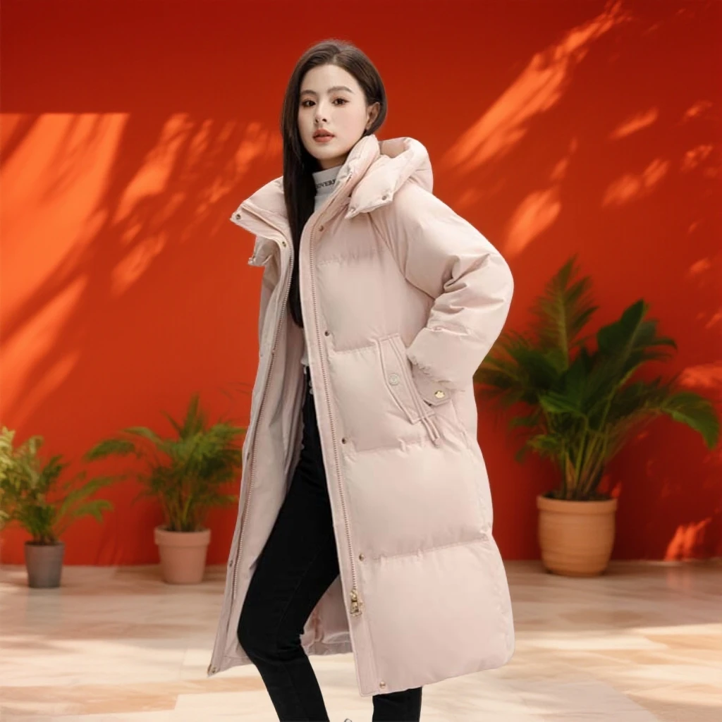 2025羽绒服女冬季连帽新款中长款加厚可拆卸风保暖时尚洋气气质外