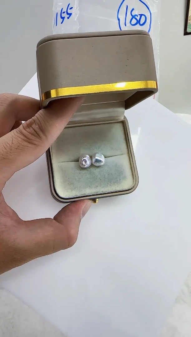 银S925镶嵌淡水珍珠DA珍珠耳饰 y155