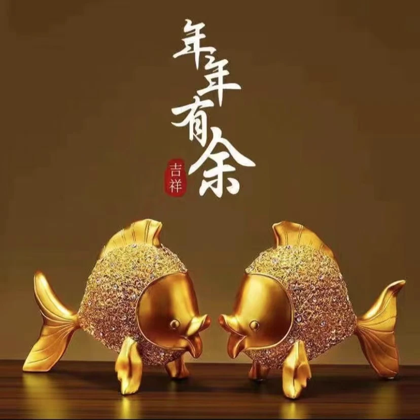 外贸孤品金鱼一对装饰摆件