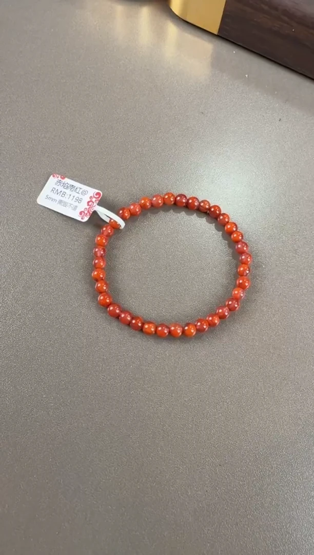 未镶嵌手串南红玛瑙原矿无胶无裂火焰纹5mm