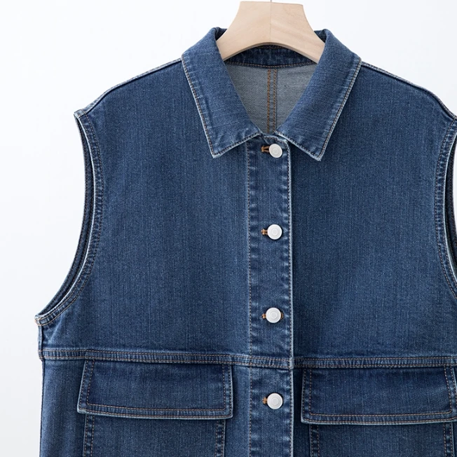 袋翻领无袖单排扣马甲短外套MF3F0288