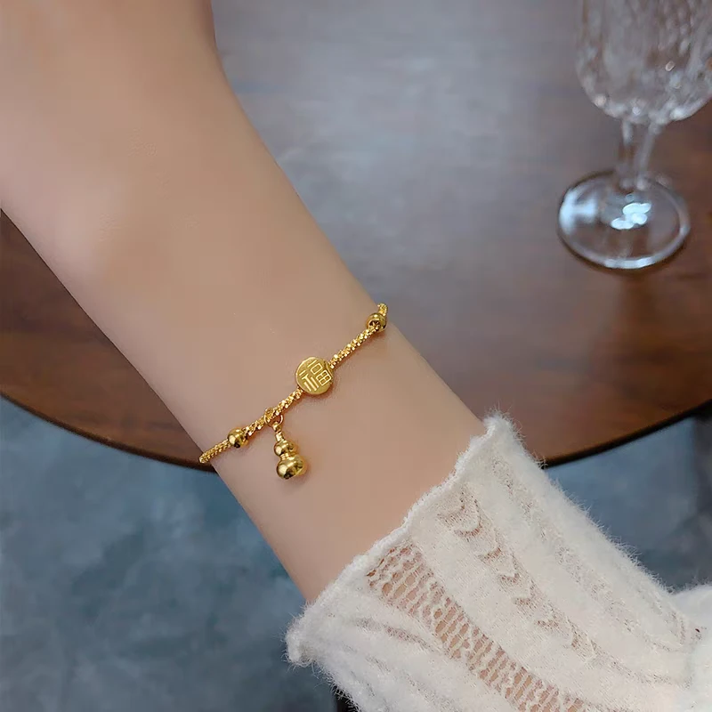 钛钢手链 福字葫芦手链女ins轻奢小众精致高级感气质百搭闺蜜链