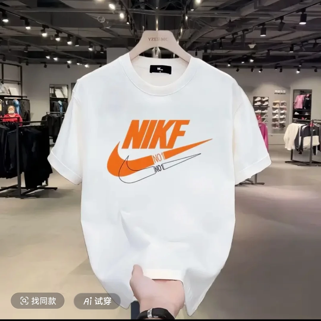 短袖T恤印花短袖情侣装夏季圆领男士休闲白色半袖时尚