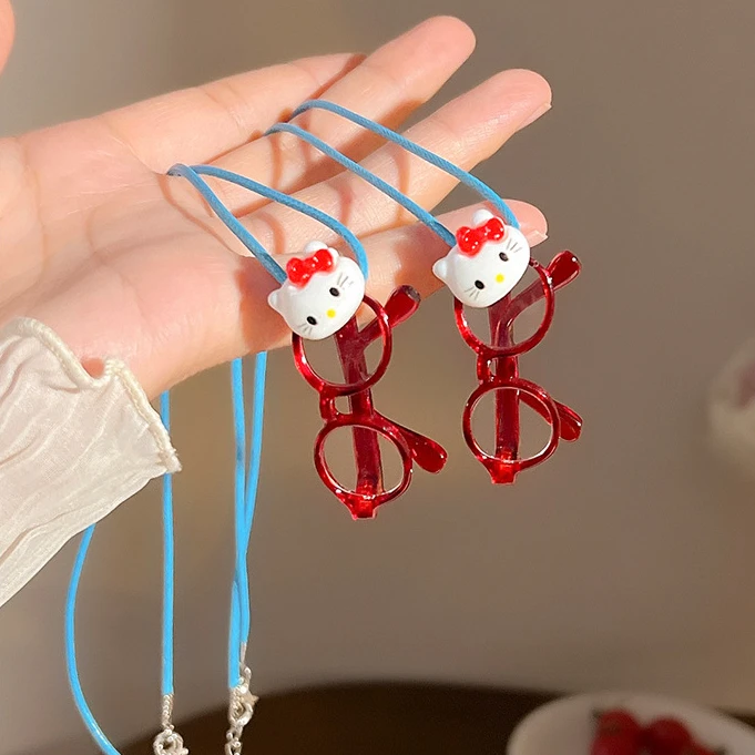 非金属树脂项链 创意KT猫咪眼镜项链百搭锁骨链小众颈链可爱