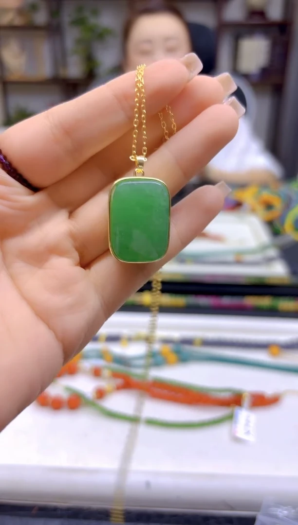 翡翠银S925镀金镶嵌吊坠(赠链)DIY款D254