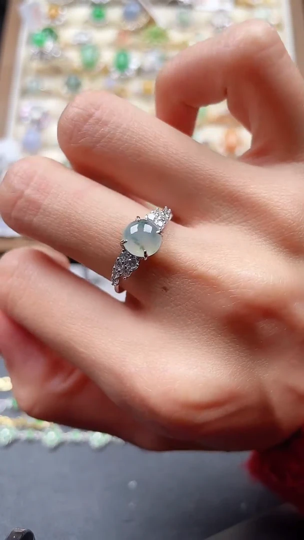 银S925镶嵌戒指翡翠9