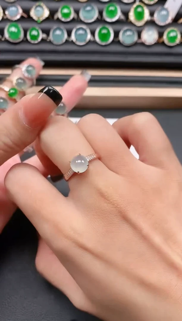 翡翠戒指银S925镶嵌111111