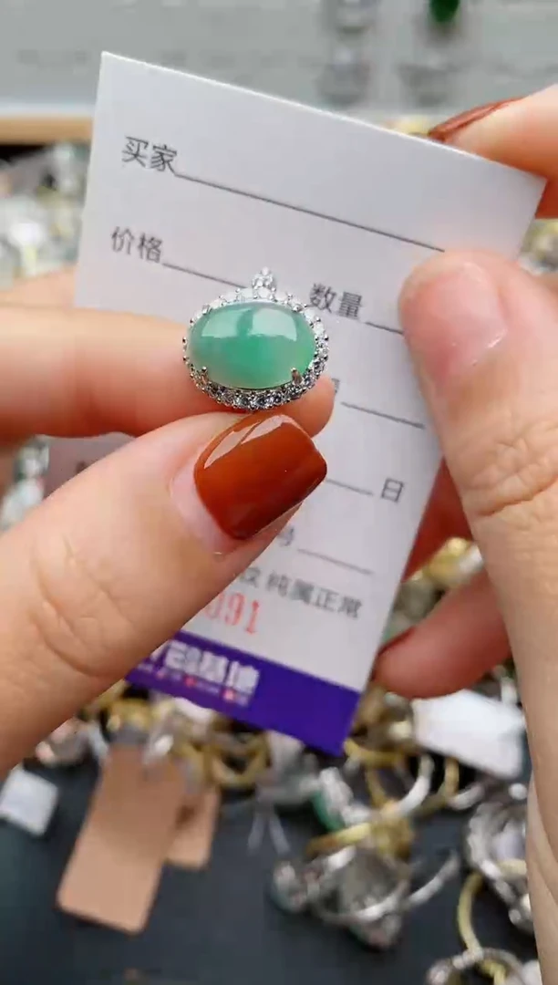 银S925镶嵌戒指翡翠.091