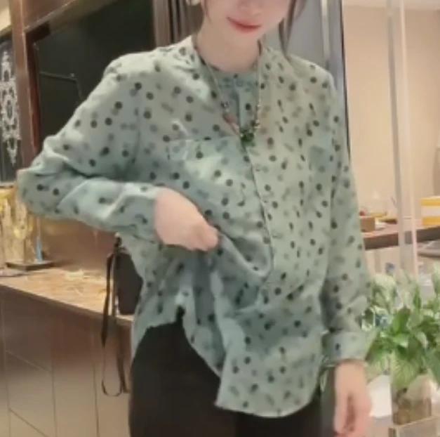 2025夏季新款网红同款洋气爆款韩版潮流波点打底衫xuie1