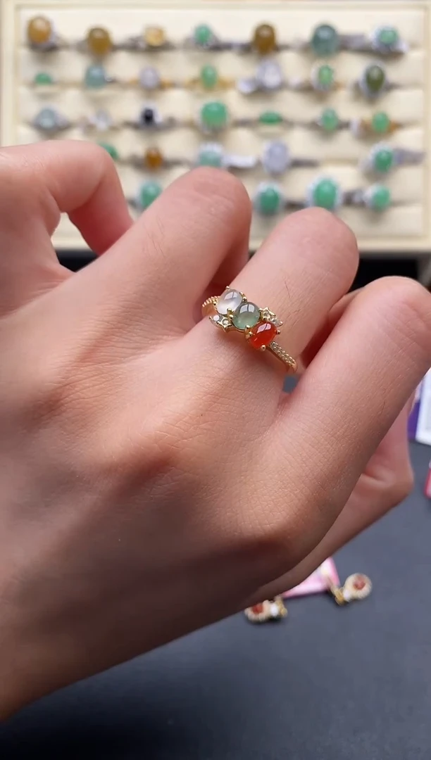 银S925镶嵌戒指翡翠1111111+9