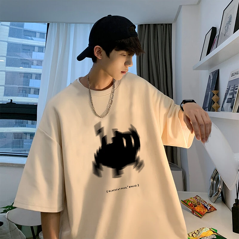 【重磅纯棉】2025新款圆领夏季半袖宽松潮流学生休闲大码男短袖t恤